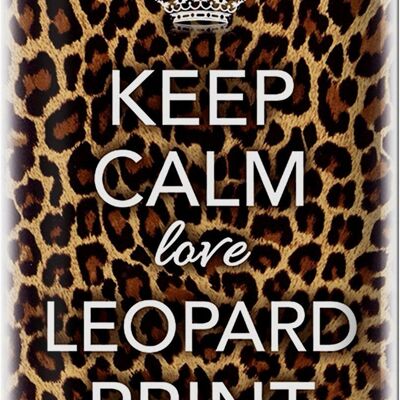 Cartel de chapa que dice 20x30cm Keep Calm love estampado de leopardo