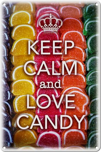 Panneau en étain disant 20x30cm Keep Calm and love candy 1