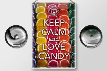 Panneau en étain disant 20x30cm Keep Calm and love candy 2