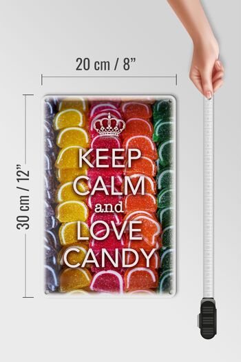 Panneau en étain disant 20x30cm Keep Calm and love candy 4