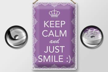 Panneau en étain disant 20x30cm Keep Calm and Just Smile :) 2