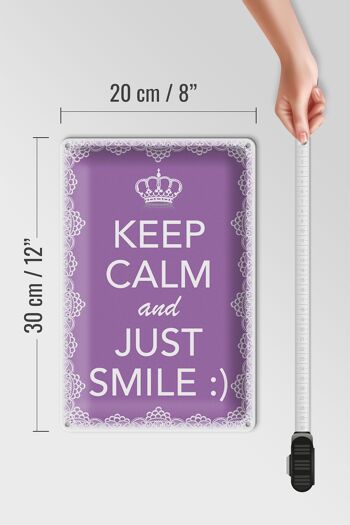Panneau en étain disant 20x30cm Keep Calm and Just Smile :) 4