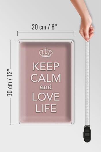 Panneau en étain disant 20x30cm Keep Calm and love life 4