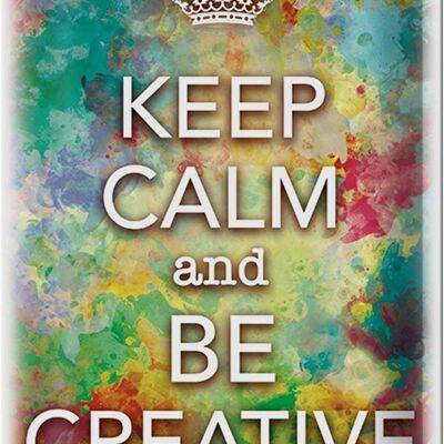 Targa in metallo con scritta "Keep Calm and be creative" 20x30 cm