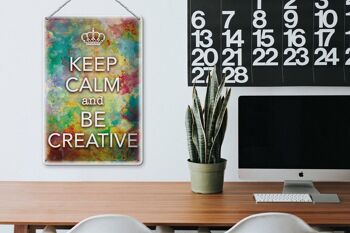 Panneau en étain disant 20x30cm Keep Calm and be creative 3