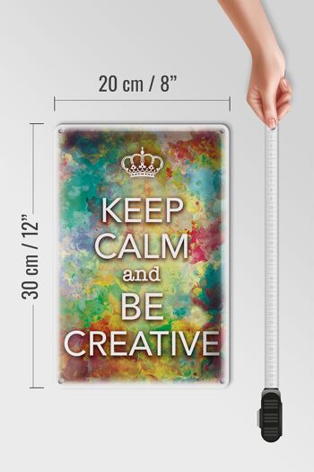 Panneau en étain disant 20x30cm Keep Calm and be creative 4