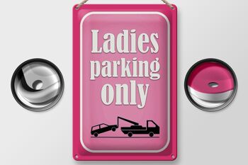 Plaque en tôle parking 20x30cm Parking pour dames uniquement rose 2