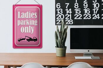 Plaque en tôle parking 20x30cm Parking pour dames uniquement rose 3