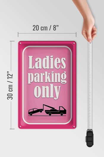 Plaque en tôle parking 20x30cm Parking pour dames uniquement rose 4