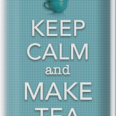 Targa in metallo con scritta "Keep Calm and make tea" 20x30 cm