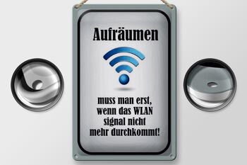 Panneau en étain indiquant un nettoyage de 20 x 30 cm lorsque le WiFi n'est pas activé 2