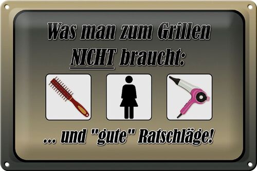 Blechschild Spruch 30x20cm was zum Grillen nicht braucht