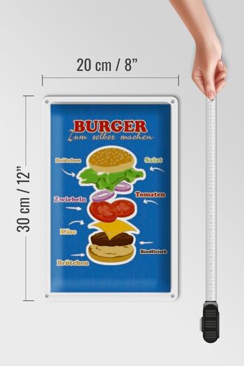 Plaque en tôle recette 20x30cm burgers à réaliser soi-même 4