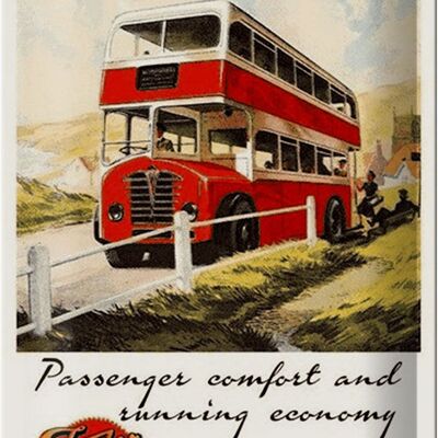 Metal sign saying 20x30cm Foden Bus Tour comfort economy