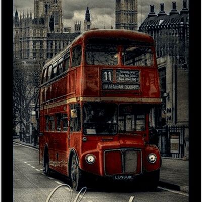 Targa in metallo Londra 20x30 cm Autobus turistico rosso