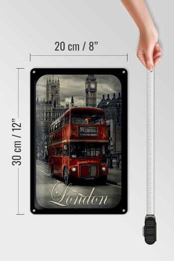Plaque en tôle Londres 20x30cm Sightseeing Bus rouge 4