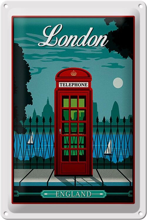 Blechschild London 20x30cm red Telephone England Telefon