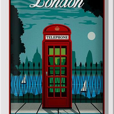 Targa in metallo Londra 20x30 cm rossa Telefono Inghilterra Telefono