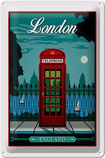 Plaque en tôle Londres 20x30cm rouge Téléphone Angleterre Téléphone 1