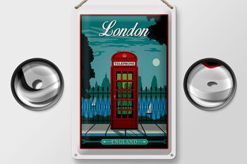 Plaque en tôle Londres 20x30cm rouge Téléphone Angleterre Téléphone 2