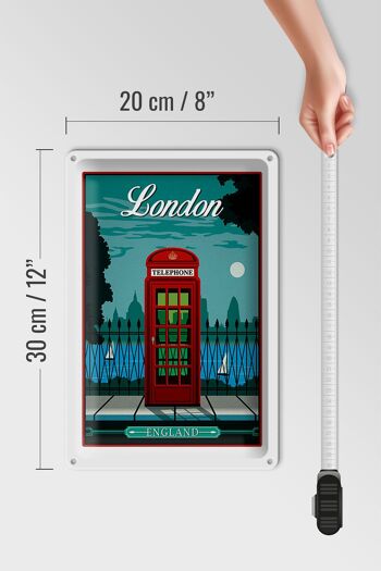 Plaque en tôle Londres 20x30cm rouge Téléphone Angleterre Téléphone 4