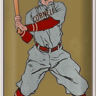 Cartel de chapa Retro, 20x30cm, bateador de béisbol de Cornell
