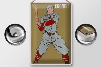 Panneau en étain rétro, 20x30cm, batteur de Baseball Cornell 2
