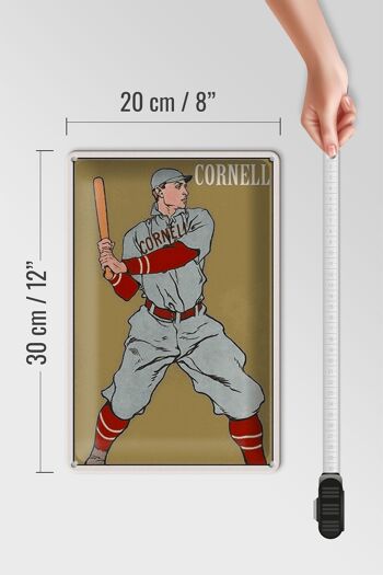Panneau en étain rétro, 20x30cm, batteur de Baseball Cornell 4