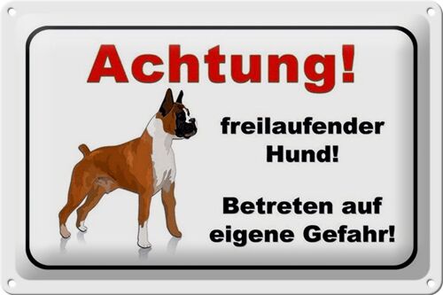 Blechschild Achtung 30x20cm freilaufender Hund Gefahr