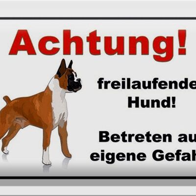 Blechschild Achtung 30x20cm freilaufender Hund Gefahr