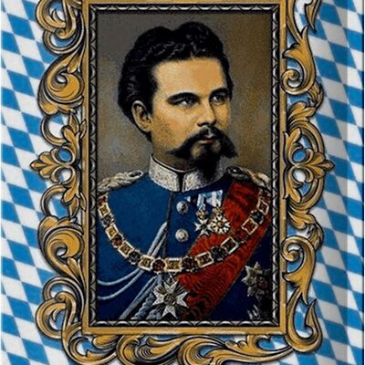 Cartel de chapa Baviera 20x30cm Retrato del rey Luis