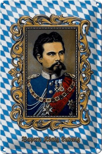 Plaque en tôle Bavière 20x30cm Portrait du roi Louis 1