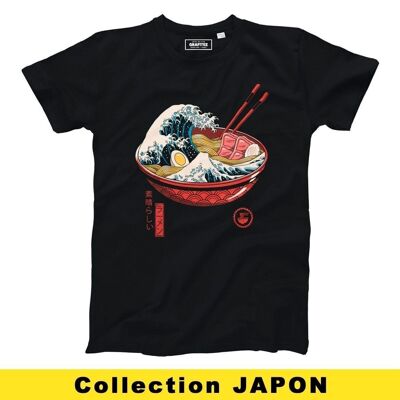 Großes Ramen-Wellen-T-Shirt - Welle Hokusai Anime-Kunst
