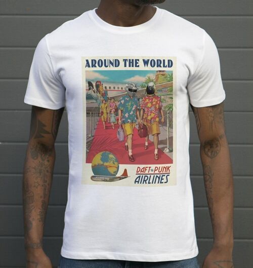 T-shirt Daft Punk Airlines - Imitation Affiche voyage vintage