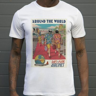Daft Punk Airlines T-shirt - Imitation Vintage Travel Poster