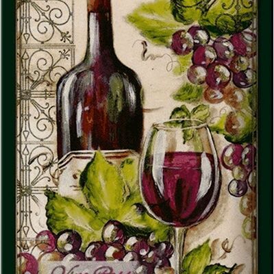 Blechschild Kunst 20x30cm Stillleben Vino Rosso Rotwein