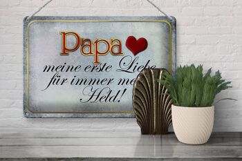 Plaque en tôle disant 30x20cm Papa mon héros mon amour 3