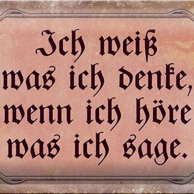 Blechschild Spruch 30x20cm ich weiß was ich denke wenn