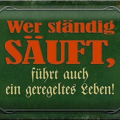 Blechschild Spruch 30x20cm wer ständig säuft führt auch