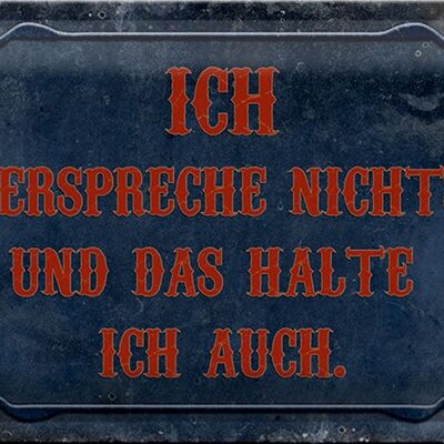 Blechschild Spruch 30x20cm verspreche nichts das halte auch