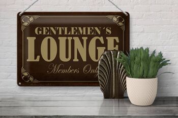Panneau en étain indiquant les membres du Gentelmen's Lounge, 30x20cm 3