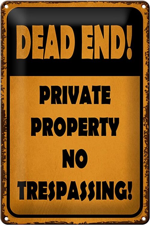 Blechschild Spruch 20x30cm Dead end private property no