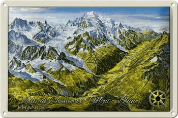 Plaque en tôle France 30x20cm Vallée de Chamonix Mont Blanc 1