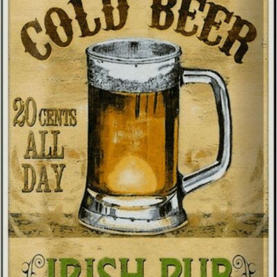 Plaque en tôle bière 20x30cm Irish Pub bière dorée bons moments