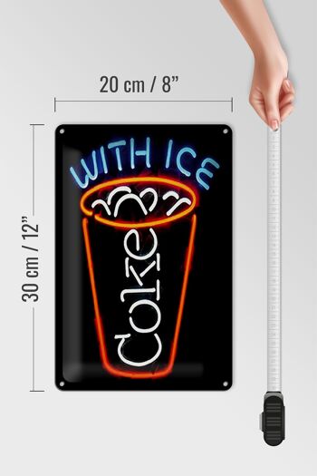 Plaque en tôle boissons 20x30cm Coca avec glace brillante 4
