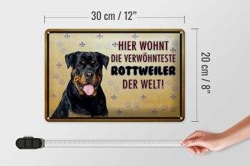 Plaque en tôle indiquant que le chien Rottweiler vit ici, 30x20 cm 4