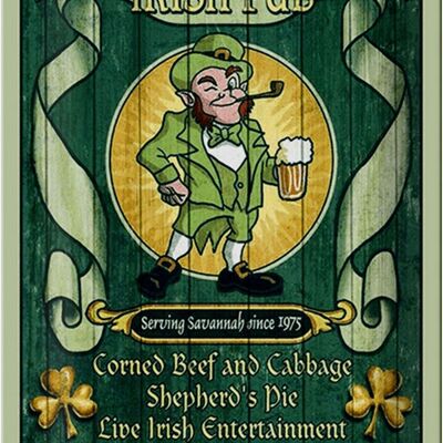 Cartel de chapa cerveza 20x30cm Pub irlandés abierto todos los días desde las 11 a.m.