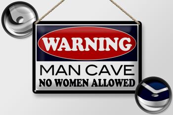 Panneau en étain disant 30x20cm Attention Man Cave pas de femme 2