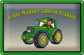 Panneau en étain disant 30x20cm De vrais hommes conduisent des tracteurs 1