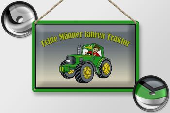 Panneau en étain disant 30x20cm De vrais hommes conduisent des tracteurs 2